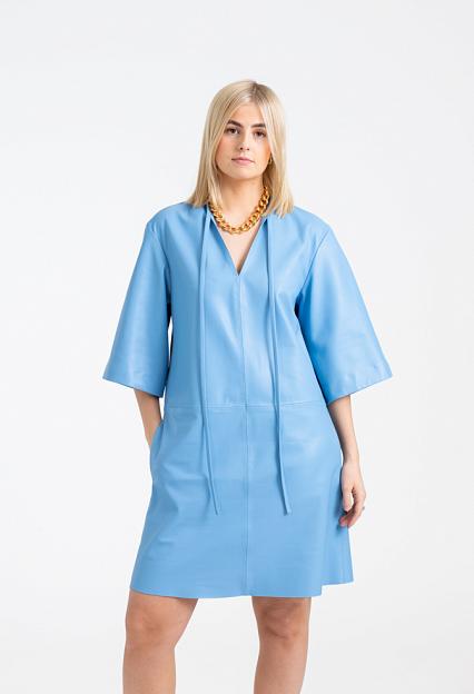 JOSEPH Delphine Dress Nappa Leather Sky Blue